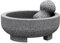Large Mortar and Pestle - 4 Cup Unpolished Granite Bowl Molcajete Mexican Mortar Handmade Stone Grinder for Guacamole Pastes Pestos in Family Day, Mortar and Pestle, Gray, 8 Inches