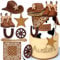 Cowboy-Rodeo-Kuchenaufsätze, Hut und Stiefel, Western-Kuchendekorationen, Cowboyhut, Geburtstagstortenaufsatz, Kuhkugeln, Kuchendekoration, Western-Motto-Party-Zubehör