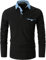 VHUQGVU Mens Stylish Polo Cotton Long Sleeve Contrasting Color Regular Top Golf Shirt,Black 01,XXL