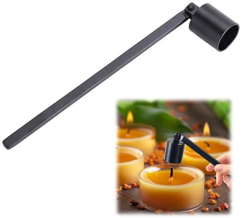 Éteignoir À Mèche,Tondeuse à Mèche de Bougie,Extincteur à Mèche,Outil D'extinction de Bougie Noir,Éteignoir à Bougie Accessoire pour Éteindre,Éteignoir à Bougie en Acier Inoxydable avec Long Manche