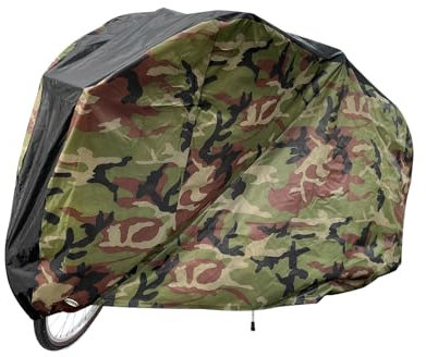 HARFINGTON Bike Cover Waterproof Outdoor 71 Polyester Anti Dust Rain Wind Snow Bicycle Covers with Lock Holes Windproof Buckle Storage Bag for Mountain Road Bike, Black Camo