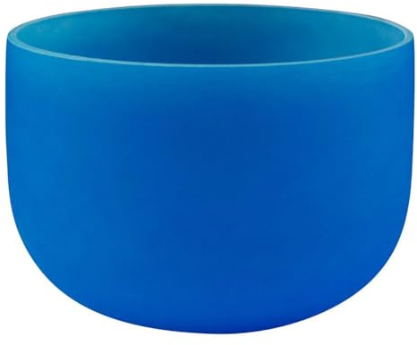 PA-DABAOO Bol De Chant En Cristal Coloré, Bol De Chant En Cristal En Crisstal En Quartz Givré, Bol De Chant En Cristal De Plexus Solaire Avec Bâton,8 inch blue a note