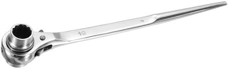 sourcing map 19 x 21mm 12-Point Scaffold Podger Ratchet Spanner Ratcheting Socket Wrench Tool (Silver Tone)