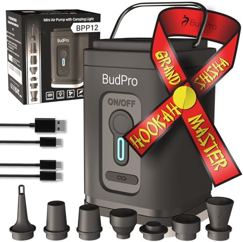 Bomba de cachimba Shisha Starter Kit de aire eléctrico, recargable con luz de camping, mini soplador de carbón portátil, compresor de aire