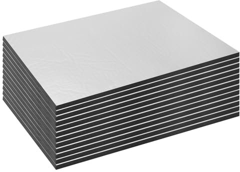 12 Pezzi 250*180*5MM Pannello Isolante Termico Adesivo Pannelli Fonoassorbenti Lamiere Coibentate Pannello Fonoassorbente Insonorizzazione Auto Pannelli Isolanti Acustici per Isolamento,impermeabile