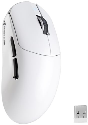MAMBASNAKE Attack Shark X8PLUS Souris de Jeu sans Fil, Capteur PixArt PAW3395PRO, 40000 DPI, Bluetooth/2,4GHz sans Fil/Filaire, Ultra-légère 55g, Pieds en PTFE Double Couche, pour PC/Xbox/Mac (Blanc)