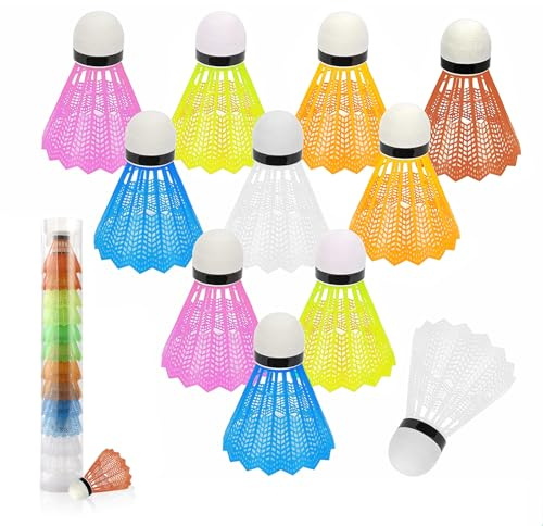 Pynzeka 12 Stück Federbälle Badminton Federbälle für Draußen Nylon Federbälle Langlebige für Einsteiger Professionelles Indoor und Outdoor Sport