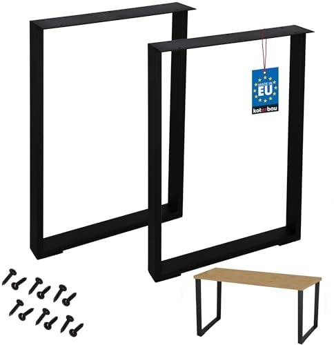KOTARBAU® Tischbeine Metall Schwarz, Schreibtischbeine 50 x 72 cm | aus pulverbeschichtetem Stahl, Tischgestell, Tischfüße, Tischuntergestell, Füße für Tisch, 2er Set