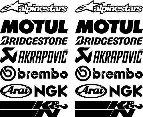 myrockshirt 16-X-Black-Belly-Pan-Fairing-Sponsor-Logo-Aufklebers-Aufklebers-Colour-`+ Bonus Testaufkleber Estrellina-Glückstern ®, gedruckte Montageanleitung, waschanlagenfest,