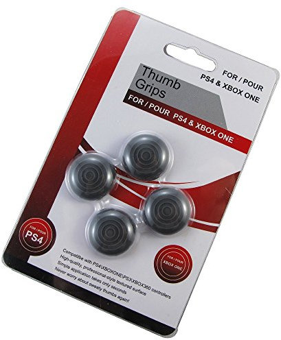 REY 4X Fundas de Goma usables en Mando para DualShock, Joystick para PS4 y Xbox One, en Negro
