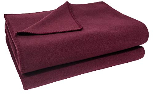 Soft-Fleece-Decke – Polarfleece-Decke mit Häkelstich – flauschige Kuscheldecke – 220x240 cm – 390 wine - von ’zoeppritz since 1828’