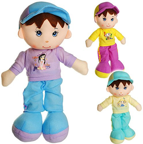 alles-meine.de GmbH große Schmusepuppe - AUSZIEHBAR - Junge mit Shirt + Hose - 35 cm - Stoffpuppe aus Plüsch Puppe - für Kinder - Baby/Kleinkinder - Stoff - Babypuppe - STO..