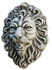 Wasserspeier für die Wand, Steinfigur Löwenkopf, aus Steinguss
