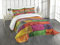 ABAKUHAUS Rustikal Tagesdecke Set, Regenbogen Timber Kunst, Set mit Kissenbezügen Sommerdecke, für Doppelbetten 264 x 220 cm, Orange Gelb