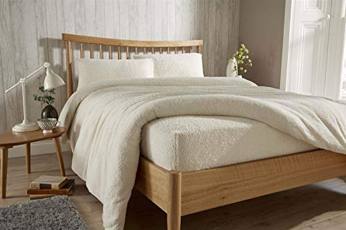 Olivia Rocco Teddy Fleece Extra Deep Fitted Sheet Cosy Warm Fluffy Fitted Bed Sheets, Super King Cream