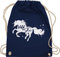 Turnbeutel Rucksack - Pferde - Taschen - Wild und Frei Pferdemotiv - Unisize - Navy Blau - reiterzubehör stalltasche pferd pferdeliebhaber sporttasche c pferdebeutel reiten tasche pferderucksäcke