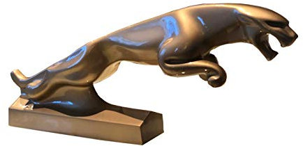 Antikes Wohndesign Jaguar Deko Tischfigur Katze Werbefigur Raubkatze Gold Tierfigur Dekofigur