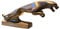 Antikes Wohndesign Jaguar Deko Tischfigur Katze Werbefigur Raubkatze Gold Tierfigur Dekofigur