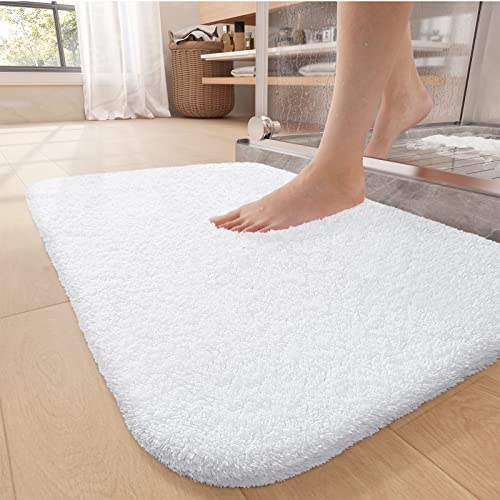 Color G Badezimmerteppich 50 x 80cm, rutschfest Badematte, Badvorleger rutschfest waschbar, Badteppich Saugfähig Flauschig, Badematten Badteppiche für Badezimmer Badewanne (Weiß)