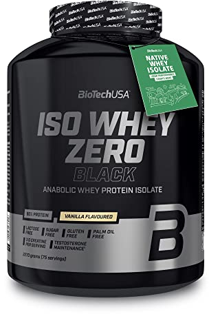 BioTechUSA Iso Whey Zero Black - Premium Protein mit Kreatin, Zink, Vitamin B3 & Aminosäuren | 90% Protein | Zuckerfrei, Laktosefrei, Glutenfrei, 2.27 kg, Vanille