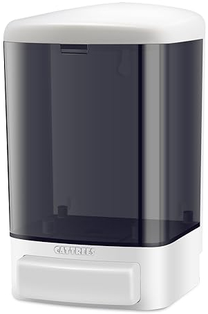 CATTREES Wall Mount Soap Dispenser 1000ml (33.8oz) - Commercial Manual Liquid Dispenser for Soap, Shampoo, Hand Sanitizer - Durable Plastic Pump for Bathroom, Kitchen, Hotel, Restaurant
