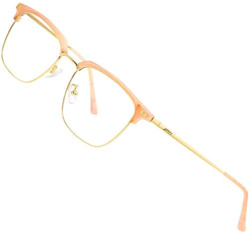 ATTCL Gafas unisex con Armazón metal para Protección contra Luz Azul, Anti Fatiga por Deslumbramiento 8001 Pink+gold