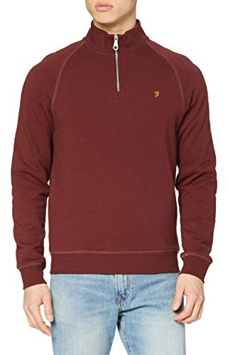 Farah Men's Jim 1/4 Zip Sweatshirt, Red, S UK