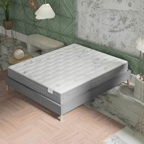 NOVEMBER- Matelas Galice 200 x 200cm - 25cm - Hybrid:Ressorts ensachés+Mousse Mémoire de Forme -Soutien Tonique & indépendance de Couchage - Label SANITIZED(Anti bactérien/acarien)