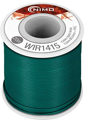 Cable rígido 0,8mm (0.5mm²) para conexionado, exterior 1,4mm, 20 metros (Verde)