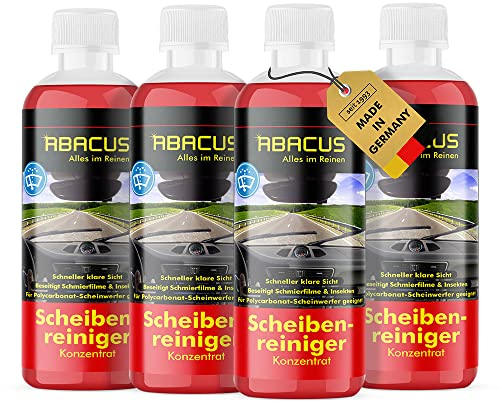 ABACUS® Reiniger Scheibenwaschanlagen, Scheibenreiniger Konzentrat Sommer, Scheibenwaschanlagen Konzentrat, Scheibenwischanlage Reiniger, Scheibenreiniger Sommer – Scheibenreiniger Konzentrat 4x 300ml