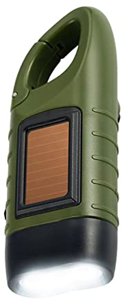BOROCO Lampe de poche à manivelle à énergie solaire Torche d'urgence LED Lampes de camping portables, avec mousqueton pour lampe de poche suspendue extérieure rechargeable