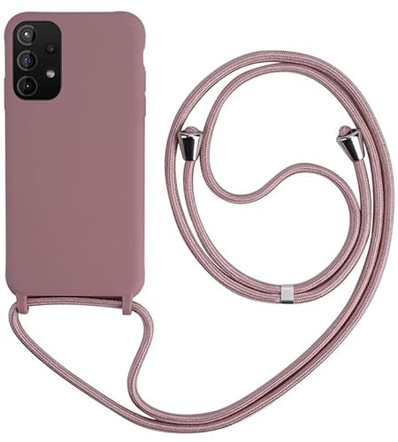 Keteen Collier pour Samsung Galaxy A13 4G Coque Silicone Liquide Bumper Housse Galaxy A13 4G Lanière avec Cordon Réglable Longueur Chaîne Lanyard Case Housse Étui pour Samsung Galaxy A13 4G, Or Rose