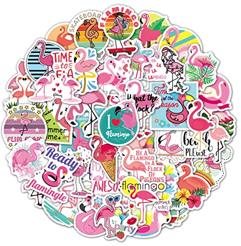 Flamingo Aufkleber, Süße kawaii Wasserdicht Vinyl Stickers für Laptop Wasserflasche Skateboard Auto Motorrad Fahrrad Gitarre PS4 Gepäck Koffer Scrapbook Phone Pad [50 Stück]