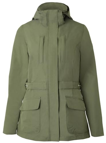 HORZE Women's Jadine Equestrian Waterproof Horse Riding Hooded Rain Jacket - Beetle Green - 6