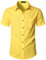 PARKLEES Men's Fitted Cotton Linen Casual Short Sleeve Button Up Shirts Lightweight Beach Tops with Pocket EU-PZLSC34-Brignt Yellow Large