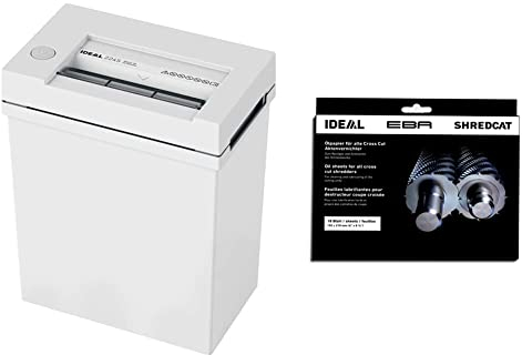 IDEAL 2245 Aktenvernichter & 9000631 Ölpapier (Schmiermittelblätter) für Aktenvernichter zum Reinigen und Schmieren des Schneidwerks (18 Blatt)