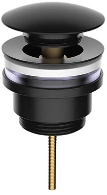 Universal Ablaufventil für Waschbecken und Bidet mit Click Clack, einfache Installation und Stopper-Optionen, kompatibel mit Überlauf und ohne Überlauf, Schwarz matt