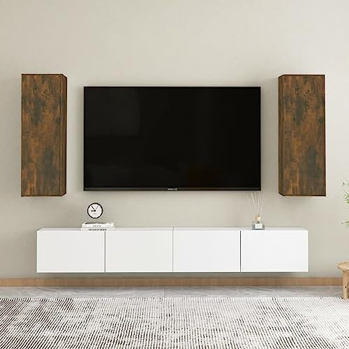 TALCUS Haus & Garten - TV-Schränke, 2 Stück, geräucherte Eiche, 30,5 x 30 x 90 cm, Holzwerkstoff
