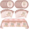 SNIMICS 16th Birthday Decorations for Girls Rose Gold Sweet 16 Birthday Party Decoration for Her 16th Happy Birthday Plates and Napkins Tablecloth Decoration for Girls, 16 Years