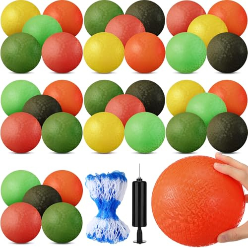 Foilswirl 24 Pcs 6 Inch Dodgeball Playground Balls Colorful Inflatable Kickball Dodgeballs Sports Bouncy Balls for Kids and Adults in Ball Games Gym Yoga School Party Supplies
