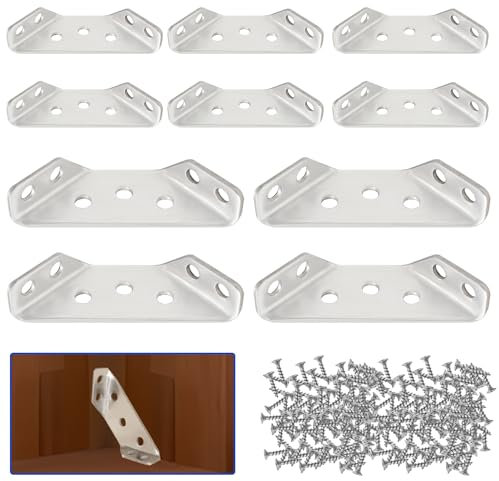 SANLIUSANJIU Supports Triangulaires En Acier Inoxydable, Triangulaire De Support Raccord D'Angle, Equerres De Fixation Multifonctions En Acier Inoxydable, pour Étagère en Bois Armoire Chaise Table (A)
