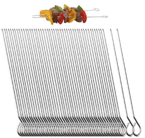 50 Stück Rouladennadeln Edelstahl Rostfrei, 15cm Grillspieße Rouladenspieße Fleischspieße Edelstahl Fleischspieße Wiederverwendbar Fleischnadel Schaschlikspieße für Scharfe Hot Pot Barbecue String