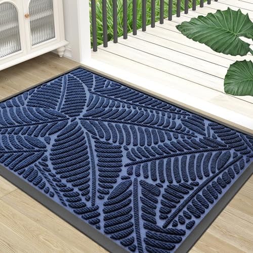 Homaxy Door Mats Indoor Outdoor, Heavy Duty Rubber Dirt Trapper Doormats, Non Slip Waterproof Floor Mat, Easy Clean Door Matt for Front Door, Entrance and Garden, 80 x 120 cm, Navy Blue