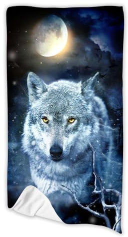 FABTOP Wolf Strandtuch Groß 90x180 cm Schnelltrocknendes Mikrofaser Badetuch Handtuch 3D Tier Wolf Motiv Strandtücher XXL Handtücher Kinder Jugend (1,50 x 100 cm)