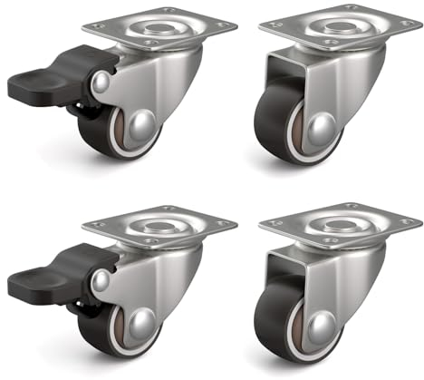 LONTAN 4er Set Rollen für Möbel Rollen 25mm Möbelrollen mit Bremse Gesamttragkraft 40kg Schwerlastrollen Rollen für Möbel Lenkrollen, Möbelrollen Transportrollen Bockrollen Gummirollen