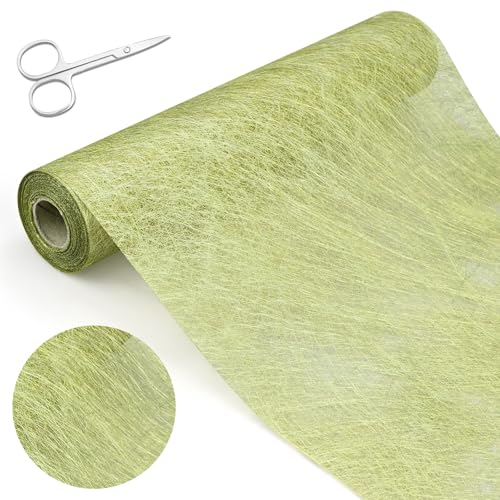 Vlies Tischband Tischläufer für Hochzeiten, 30cm x 25M Wiederverwendbaren Dekostoff mit Schere, Grün Tischdecke Papierrolle Tischband für Hochzeiten Valentinstag Geburtstag Babyparty Dekoration