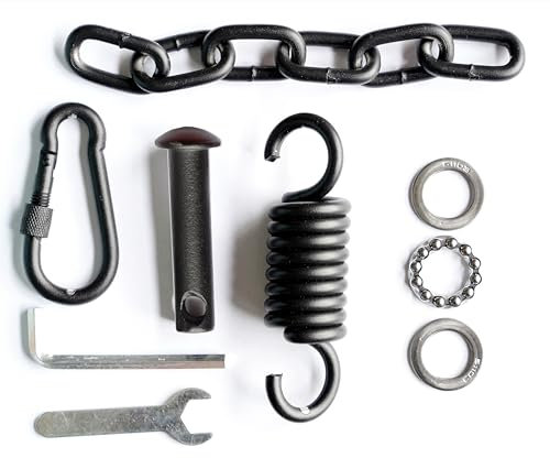 Patio Swing Egg Chair Hanging Kit Including Springs Pin Plug and Snap Hook, Hammock Chair Hanging Hardware, Assembly Accessories for Single Double Egg Chair (Black, 550LBS (250KG) Weight Capacity)