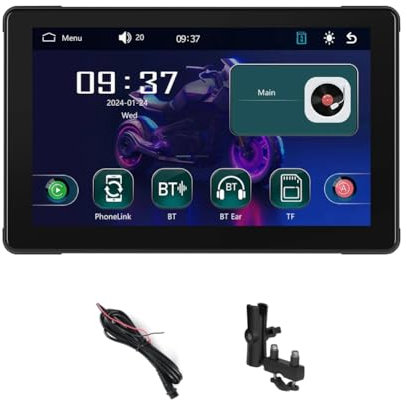 Suoumwa Navegación GPS Portátil para Motocicleta de 7 Pulgadas, Pantalla Carplay Resistente Al Agua, Monitor Inalámbrico para Motocicleta con Android