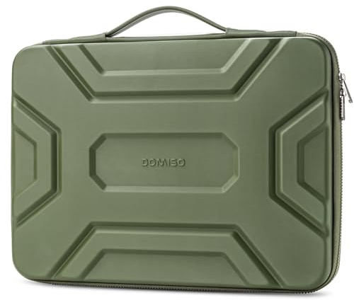DOMISO 14 inch Laptop Sleeve with Handle Shockproof Waterproof EVA Protective Case for 14 HP Dell Asus Lenovo Laptop, Green