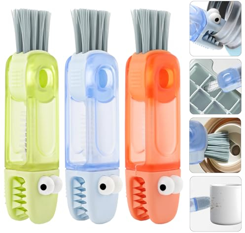 4 in 1 Cup Lid Gap Cleaning Brush Set,Silicone Multifunction Bottle Cleaner Brush,Home Kitchen Crevice Cleaning Tools,Ideal for Sport Bottle/Baby Bottle/Electric Razors/Household Items with Gaps